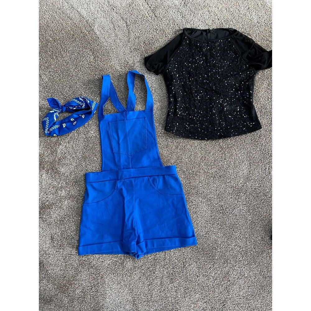 Adult Dance Costume - small, overalls, black sequin top and bandana
